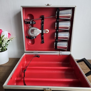 Vintage MCM Travel Bar Caddy, Bar podróżny, przenośny bar, walizka barowa