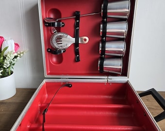 Vintage MCM Travel Bar Caddy, Travel Bar, Portable Bar, Bar Suitcase