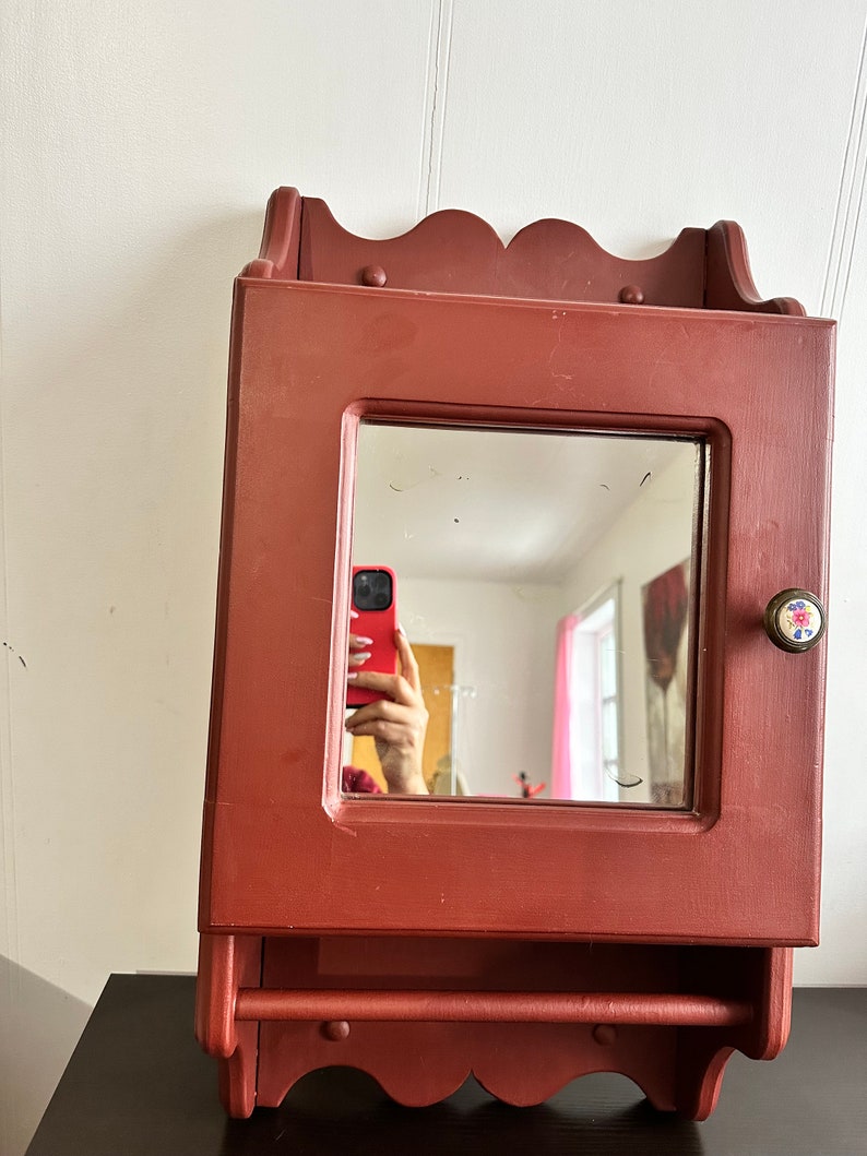 Vintage Medicine Spice Farmhouse Wall Wood Mirrored