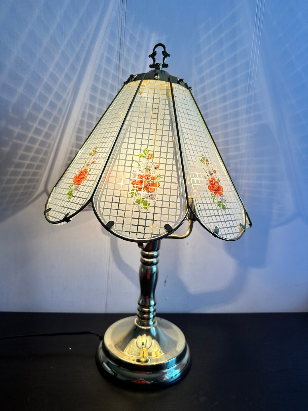 Vintage Bedroom Lamp, Brass Touch Lamp, Trilight, Three Socket Lamp