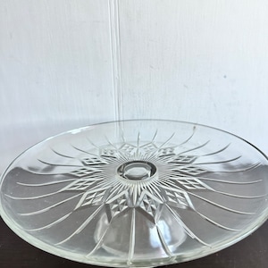 Vintage Anchor Hocking Clear Glass Footed Cake PLAte Stand Vacaciones.