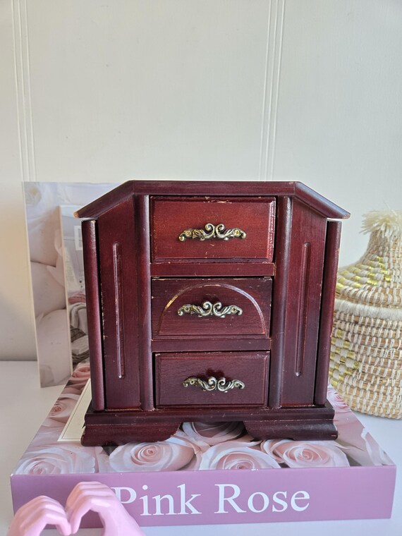 Vintage secret treasure 2001,wooden jewelry box,  jewelry cabinet, jewelry organizer.