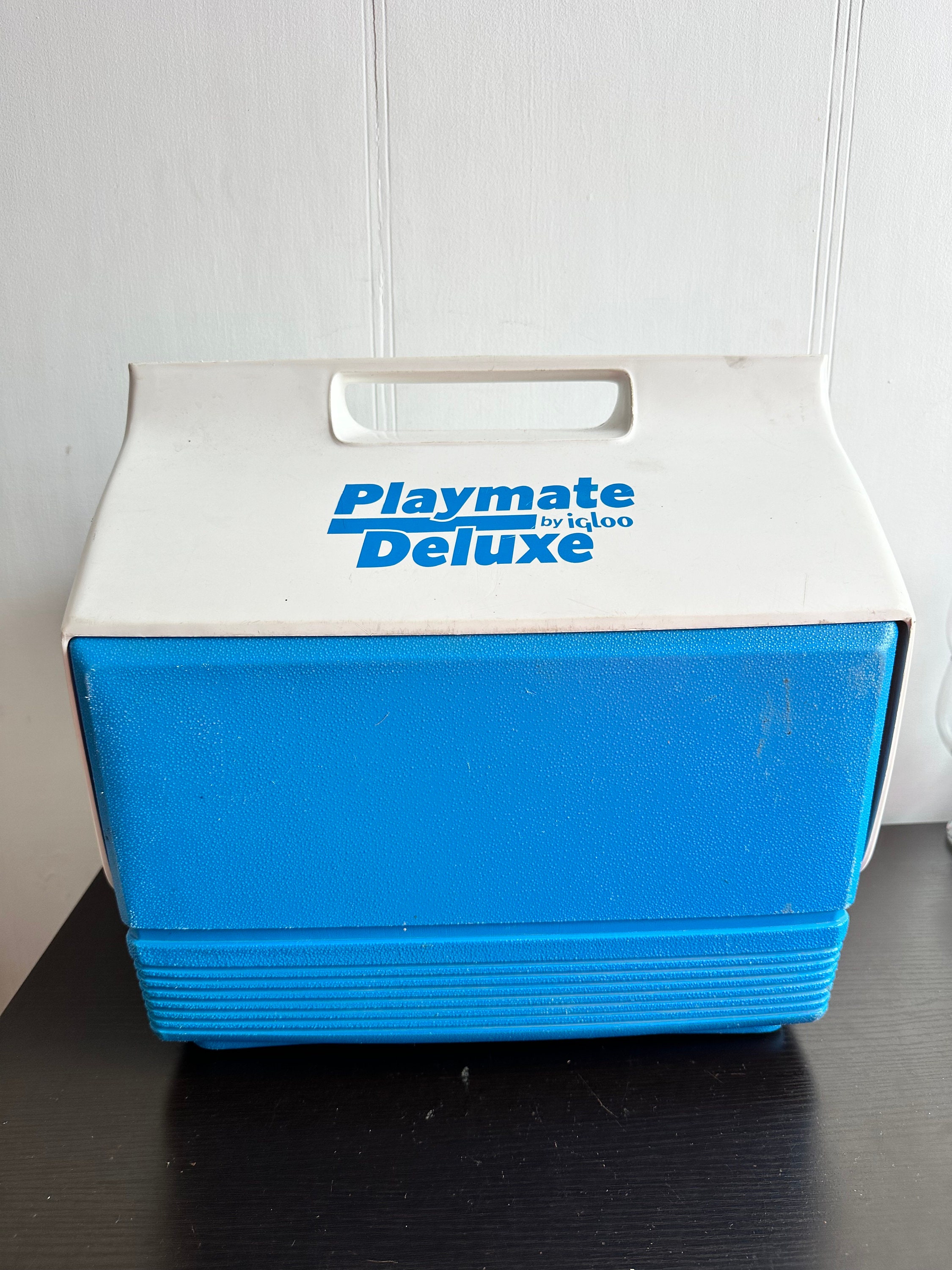 Vintage Playmate Cooler by Igloo With Blue and White Push Button