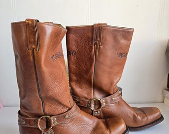 Vintage brown Boho Campus riding boots VAGABOND BOULET Western motorcycle boots, size 10 men.