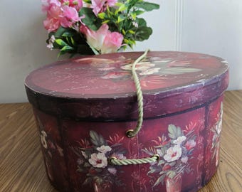 Vintage Velvet Hat Box With Faux Rose & Feather – Floral  display picture 1