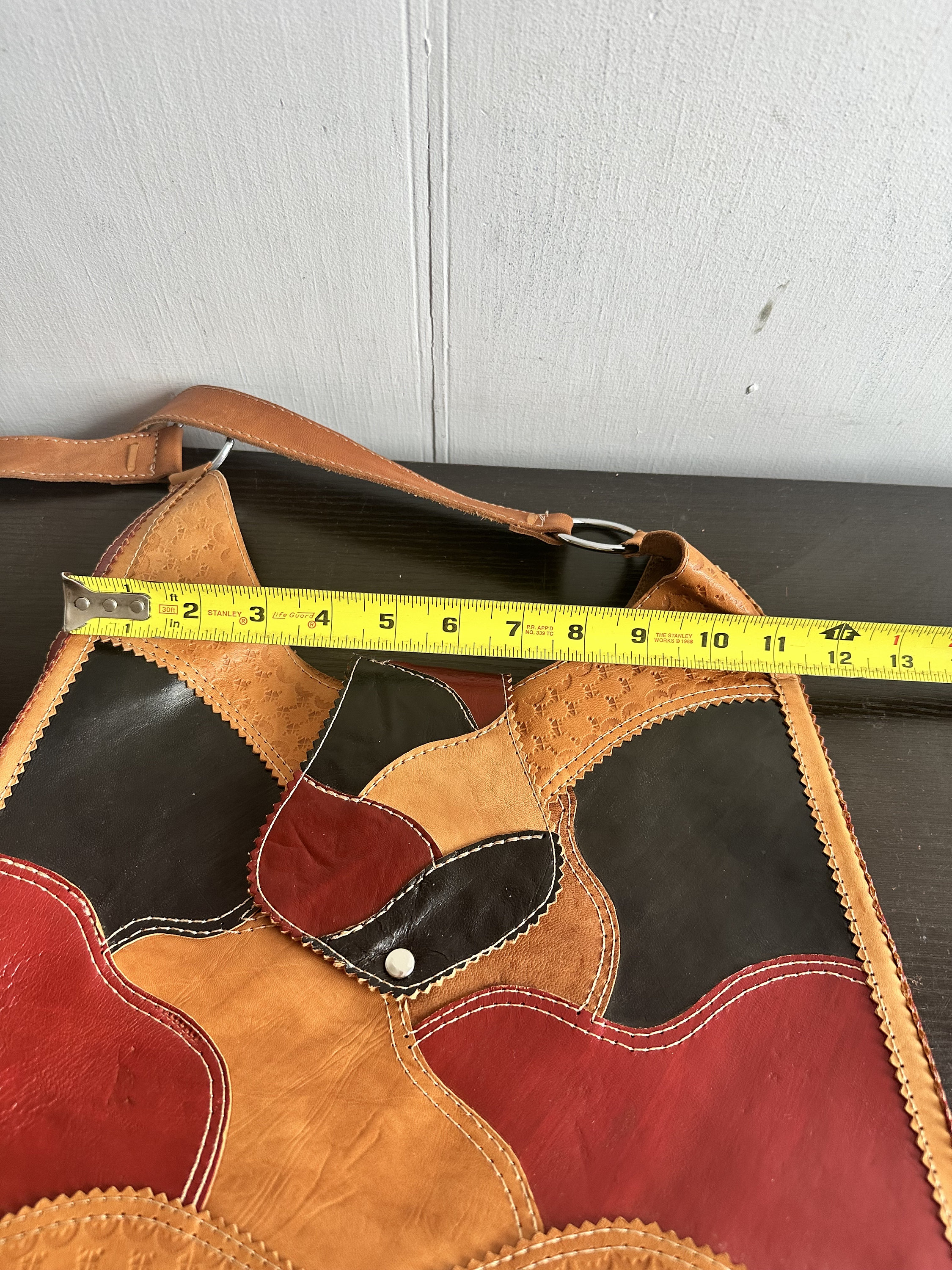 Vintage Large Patchwork Leather Bag, Casual Leather Soft Bag Vintage Large Patchwork Leather Bag, Casual Leather Soft Bag
