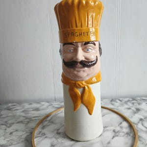 Vintage Pasta Container , Chef Pasta Holder ,Ceramic Pasta Keeper, Pasta Canister ,Spaghetti Pot ,Ceramic Spaghetti Pot.