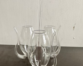 Vintage-Set mit 3 Porto-Sippern aus mundgeblasenem Glas.