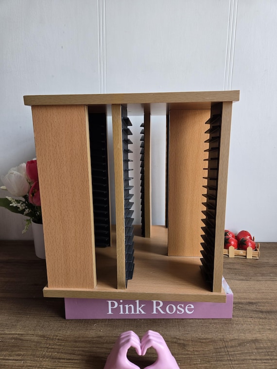 Vintage Solid Wood Cds Rack 360 Rotatable Desktop CD Storage Box