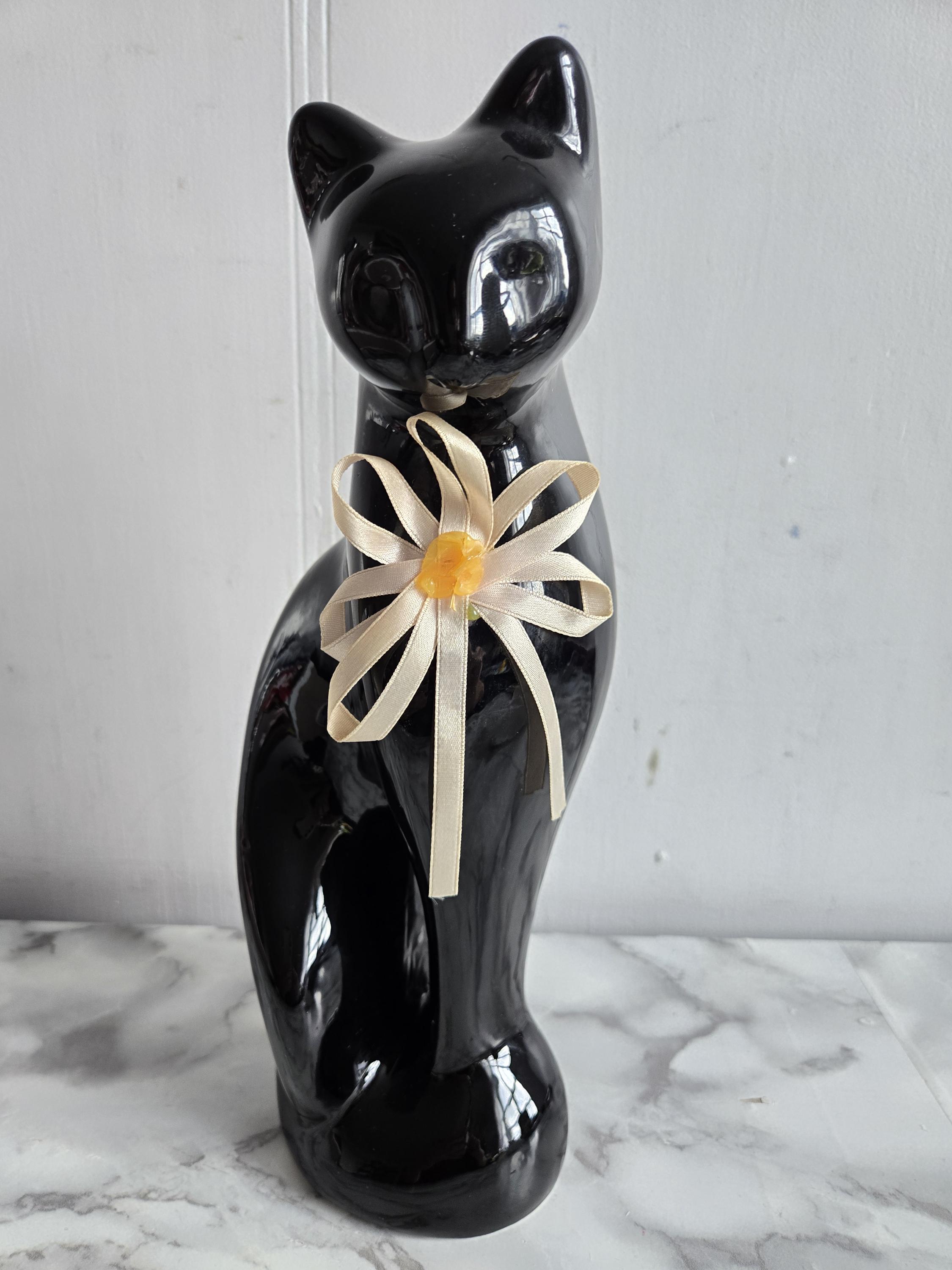 チーター？Deco Figurine Black Cat 90 VINTAGE ZWARTE KAT Beeld.green Eyed Black Cat Figurine.chat