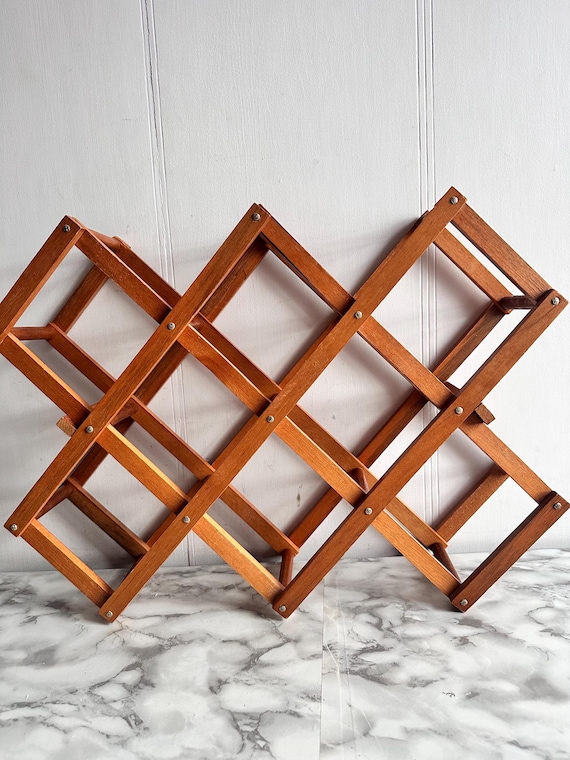 Vintage Foldable Wine Rack Midcentury Wooden Wine Rack Wine Rack Foldable MCM Wine Display. Etsy Canada