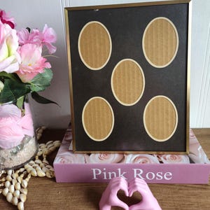Vintage Gold Picture Frame with Ornate Design - 9,5" x 5" with Cardboard Frame for 5 Photos.