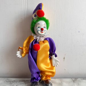 Vintage clown doll, collectible doll, home decor, porcelain clown