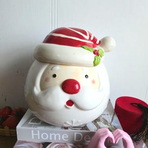 Vintage Ceramic Santa Cookie Jar | Christmas Cookie Jar | Holiday Cookie Jar