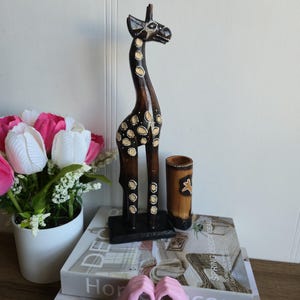 Vintage Wooden giraffe, handcrafted giraffe, handmade African giraffe, painted giraffe, giraffe, wood carving.