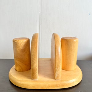 Vintage-Serviettenhalter aus Holz, Salz- und Pfefferstreuer, Vintage-Küchendekoration, Essen, Servieren, Geschenkideen.