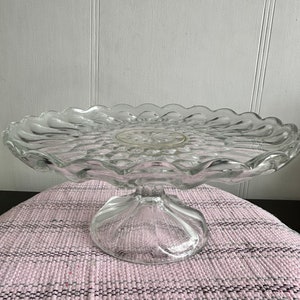 Vintage Clear glass pedestal cake stand.