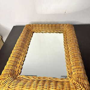 Vintage Boho Wicker Wandspiegel Rotan, Wicker Spiegel.
