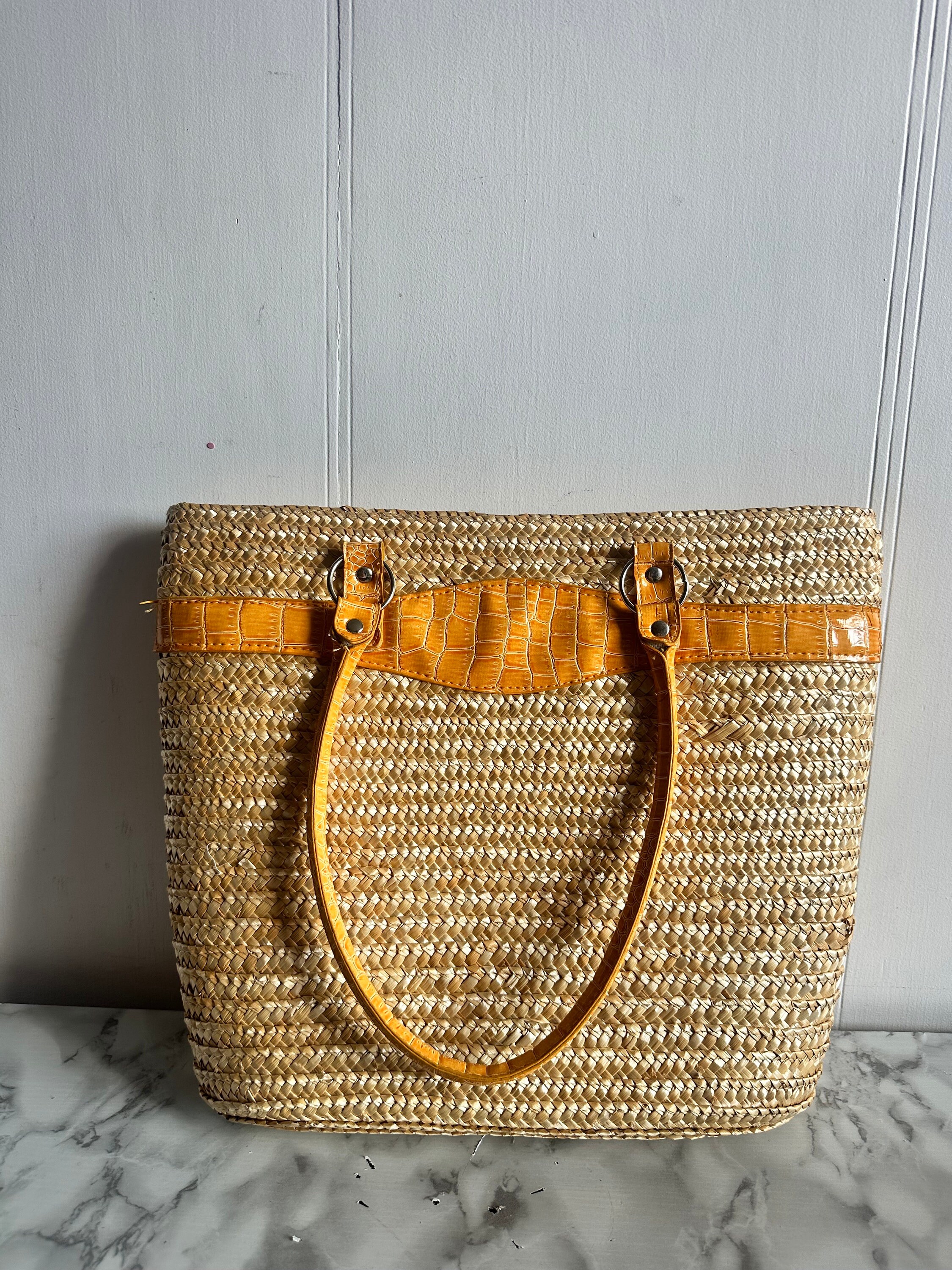 Vintage Straw Bag Straw Tote Bag Beach Rattan Woven Handbag Shoulder ...