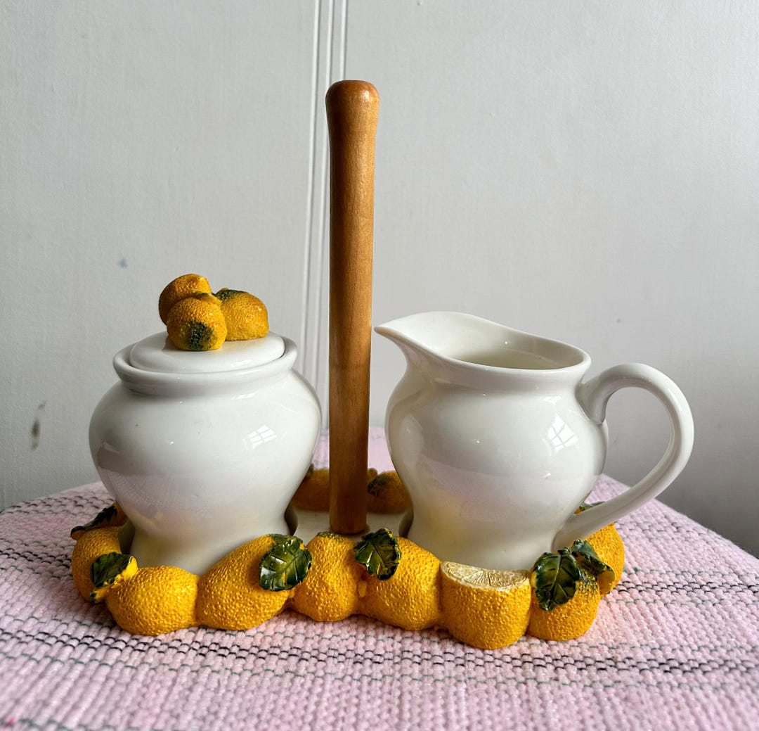 Vintage Porcelain Sugar and Creamer Set, Cream and Sugar Set With Lemon ...
