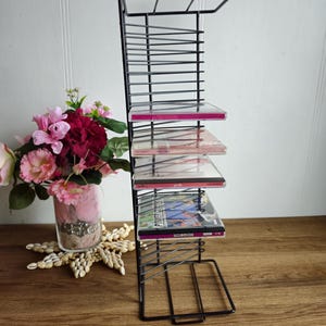 Vintage Black Metal Compact Disc Holder for Wall Mounted Metal CD Rack Holds 27 CDs Double CD Storage CD Audio Storage Black Office Decor