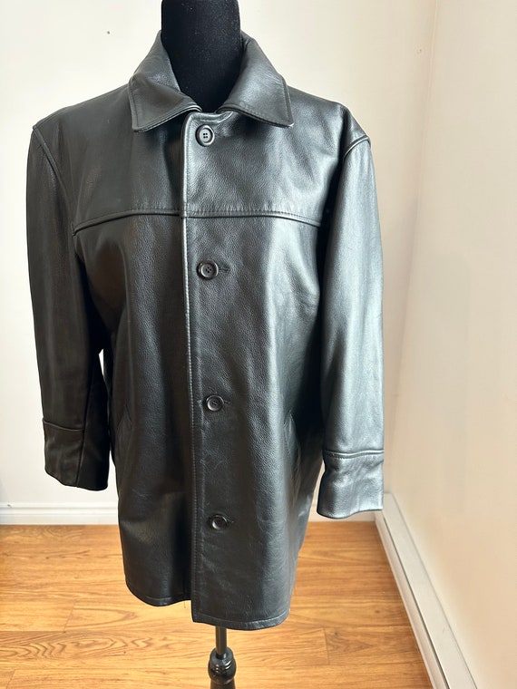 Vintage leather trench, 90's  jacket - Small size… - image 1