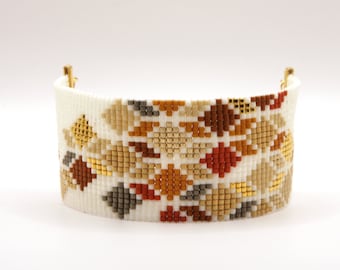 Miyuki bracelet white and gold