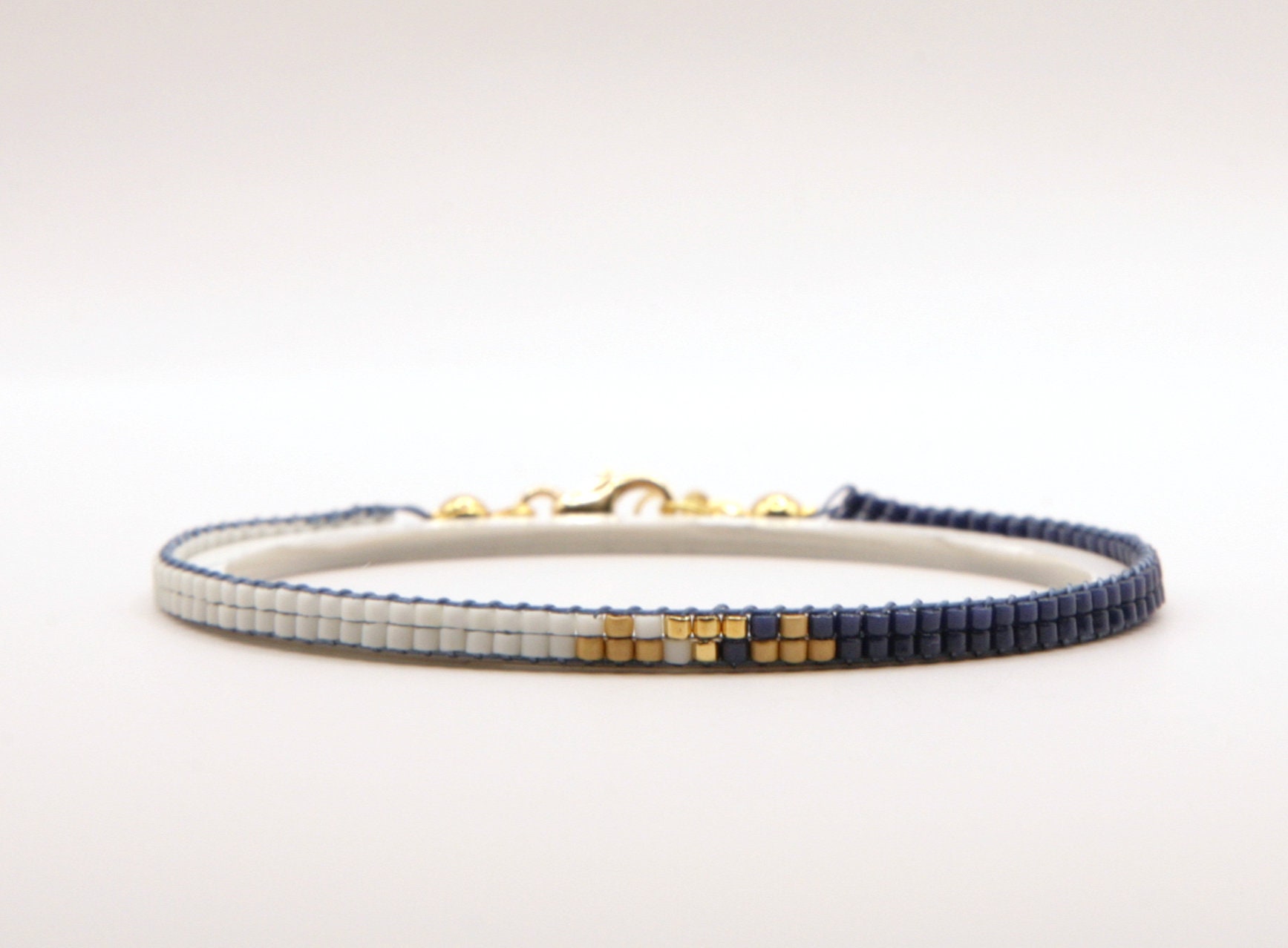 Miyuki bracelet blue and gold