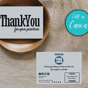 Personalized digital customer thank-you card Canva template. Card to enclose with your products. Digital Thank You Card. KA.100.002 EN