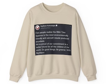 Raytheon funny politics sweatshirt enviromentally friendly sweatshirt for gym gift for him