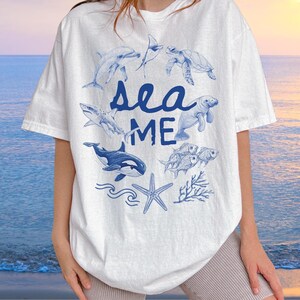 Shirt Ocean Animal: Sea Life Doodle-shirt met print