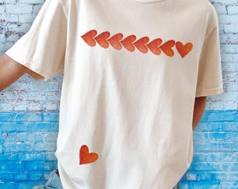 Hand Painted Red Heart Tee | Comfort Colors Vintage Shirt | Artisan Heart Graphic T Shirt