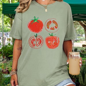 TOMATO SHIRT | Graphic Tee | Farmers Market Tshirt | Gift for Gardener | Aesthetic Shirt | Vegetable Screenprint Shirt | Foodie Pasta Tee