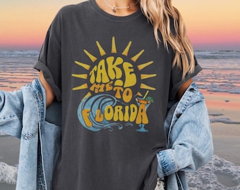 Florida vakantie retro grafische comfort kleuren katoenen T-shirt