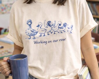 Ducks Working On Our Row Teacher Shirt | Kindergarten Teacher Duck Tee | Spring Field Trip Shirt | Camp Counselor Comfort Colors Tshirt