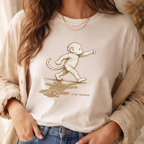 Ora Mama PUNCH MONKEY Shirt | Comfort Colors Vintage Animal Tee | Emotional Support Monkey Graphic | Minimalist Mothers Day Gift
