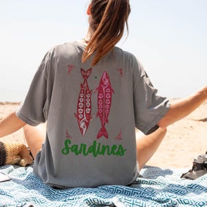 Sardine Shirt|Tinned Fish|Summer Coastal TShirt|Granddaugher Downtown Girl|Fisherman Aesthetic|Ocean Inspired Plus Size|Free People Style