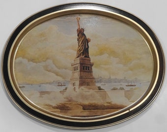 NEW Vintage The Statue of Liberty Large Oval Serving Tray Limited Edition VTG New York NY