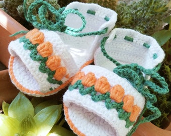 Tulips Model Sandals Booties for Crochet Babies