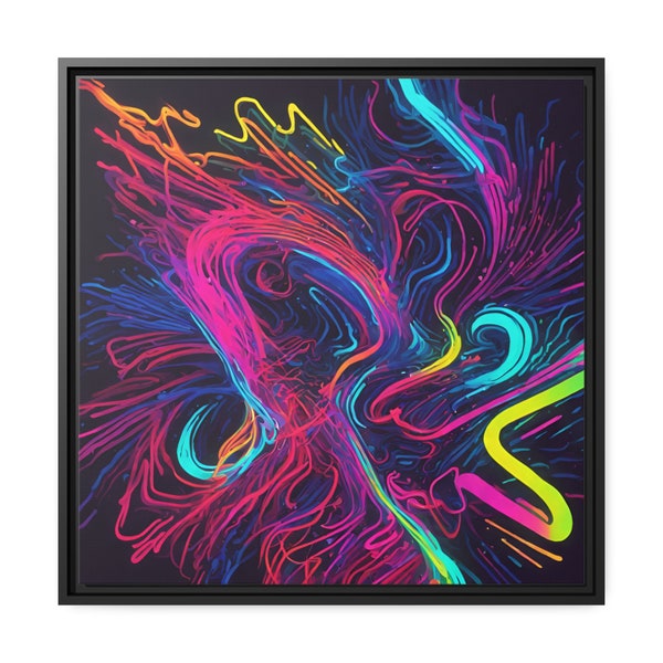 Gerahmter Leinwanddruck, NEON Swirls 3/4, nachhaltige Materialien