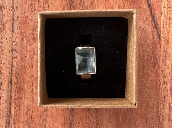 Aquamarine Rectangular Sterling Silver Women's Ri… - image 4