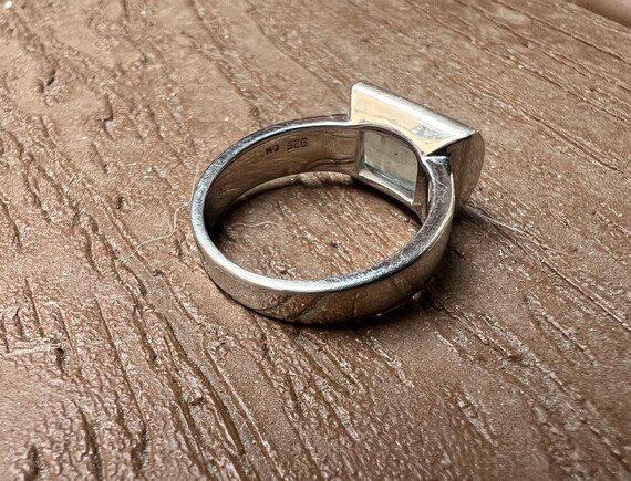 Aquamarine Rectangular Sterling Silver Women's Ri… - image 5