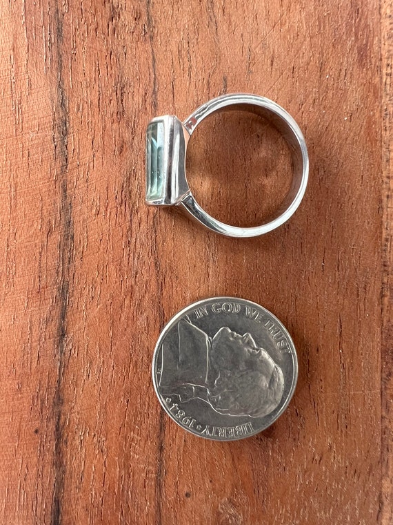 Aquamarine Rectangular Sterling Silver Women's Ri… - image 3