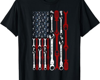 American Flag Mechanic Shirts, Patriotic Mechanic USA Flag PNG - Digital Download