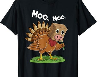 PNG Classic Turkey Cow Moo Moo, Funny Thanksgiving, Digital Download
