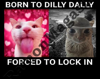 Born To Dilly Dally Forced To Lock In , Funny Cat ,Digital PNG