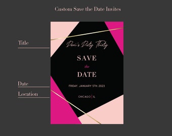Custom Birthday or Wedding Save the Date Digital Invite Sleek Design for Special Events