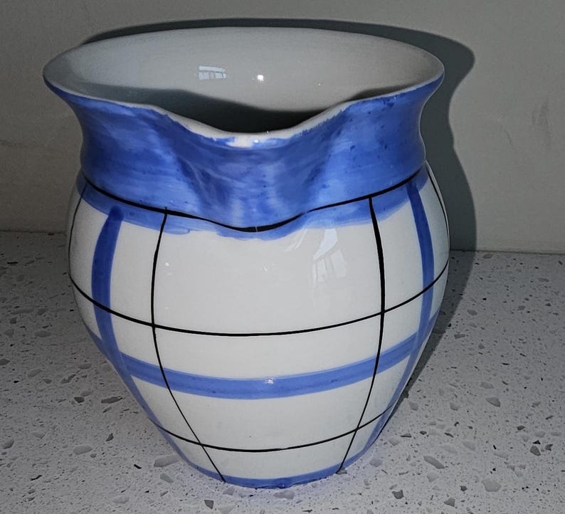 Vintage Czechoslovakia Small Blue Plaid Pitcher - Etsy