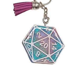 Geeky | Nerdy | Dungeons & Dragons 20 Sided Dice Keychain | Gamer Keychain