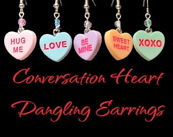 Conversation Candy Heart Earrings